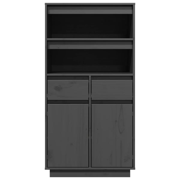 Graues Highboard 60 cm Kiefer Massivholz