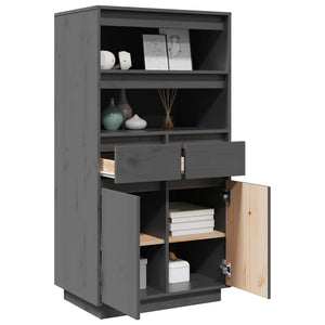 Graues Highboard 60 cm Kiefer Massivholz