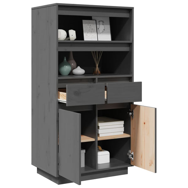 Graues Highboard 60 cm Kiefer Massivholz