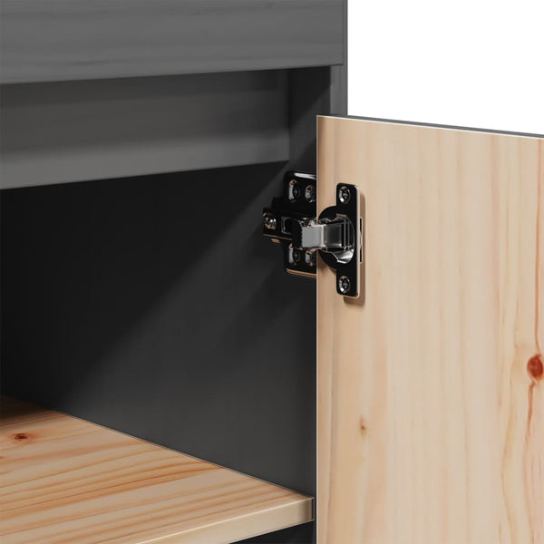 Graues Highboard 60 cm Kiefer Massivholz