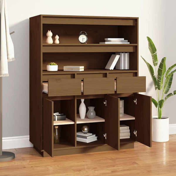Highboard Honigbraun Kiefer Massivholz 89x40x116,5 cm