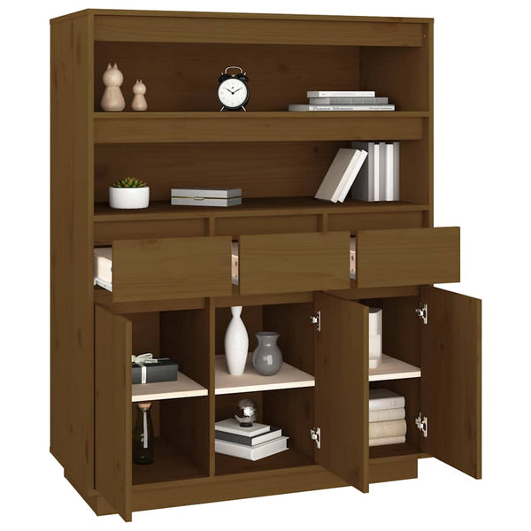 Highboard Honigbraun Kiefer Massivholz 89x40x116,5 cm