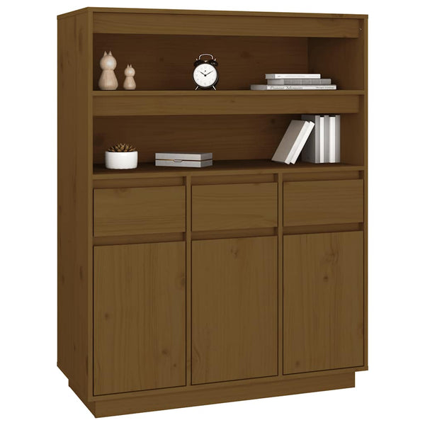 Highboard Honigbraun Kiefer Massivholz 89x40x116,5 cm