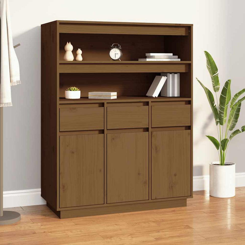 Highboard Honigbraun Kiefer Massivholz 89x40x116,5 cm