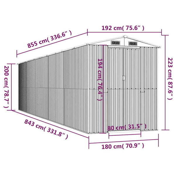 Geräteschuppen Grün 192x855x223 cm Verzinkter Stahl