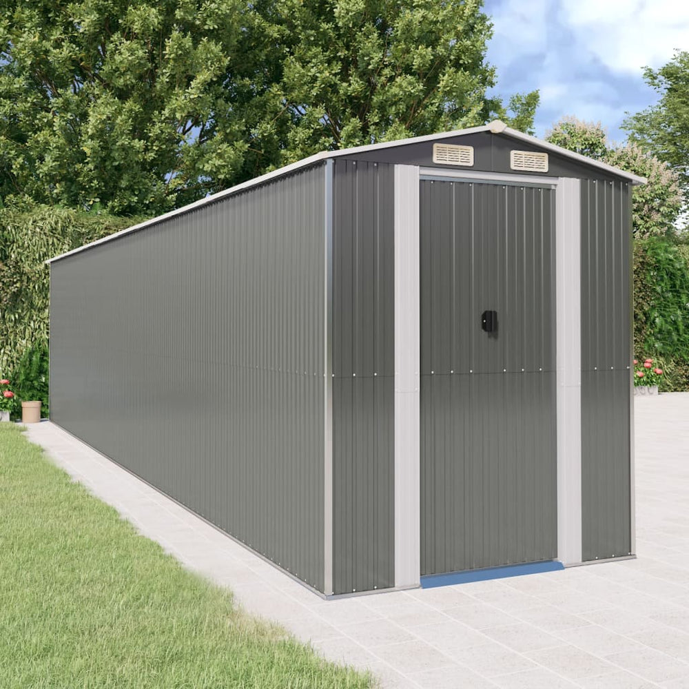 vidaXL Abri de jardin gris clair 192x855x223 cm Acier galvanisé
