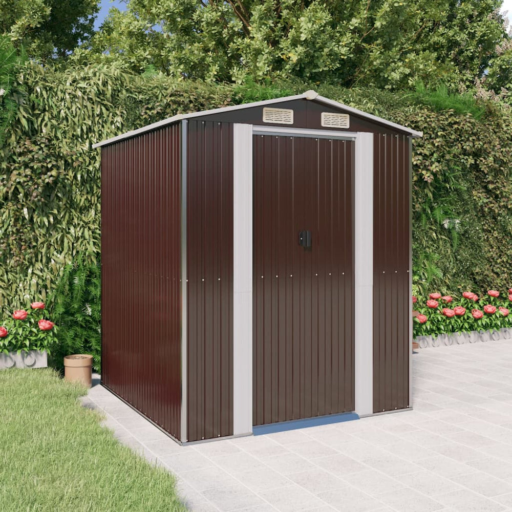 vidaXL Abri de jardin marron foncé 192x191x223 cm Acier galvanisé