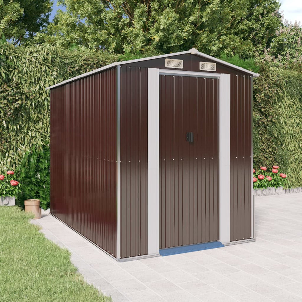vidaXL Abri de jardin marron foncé 192x274x223 cm Acier galvanisé