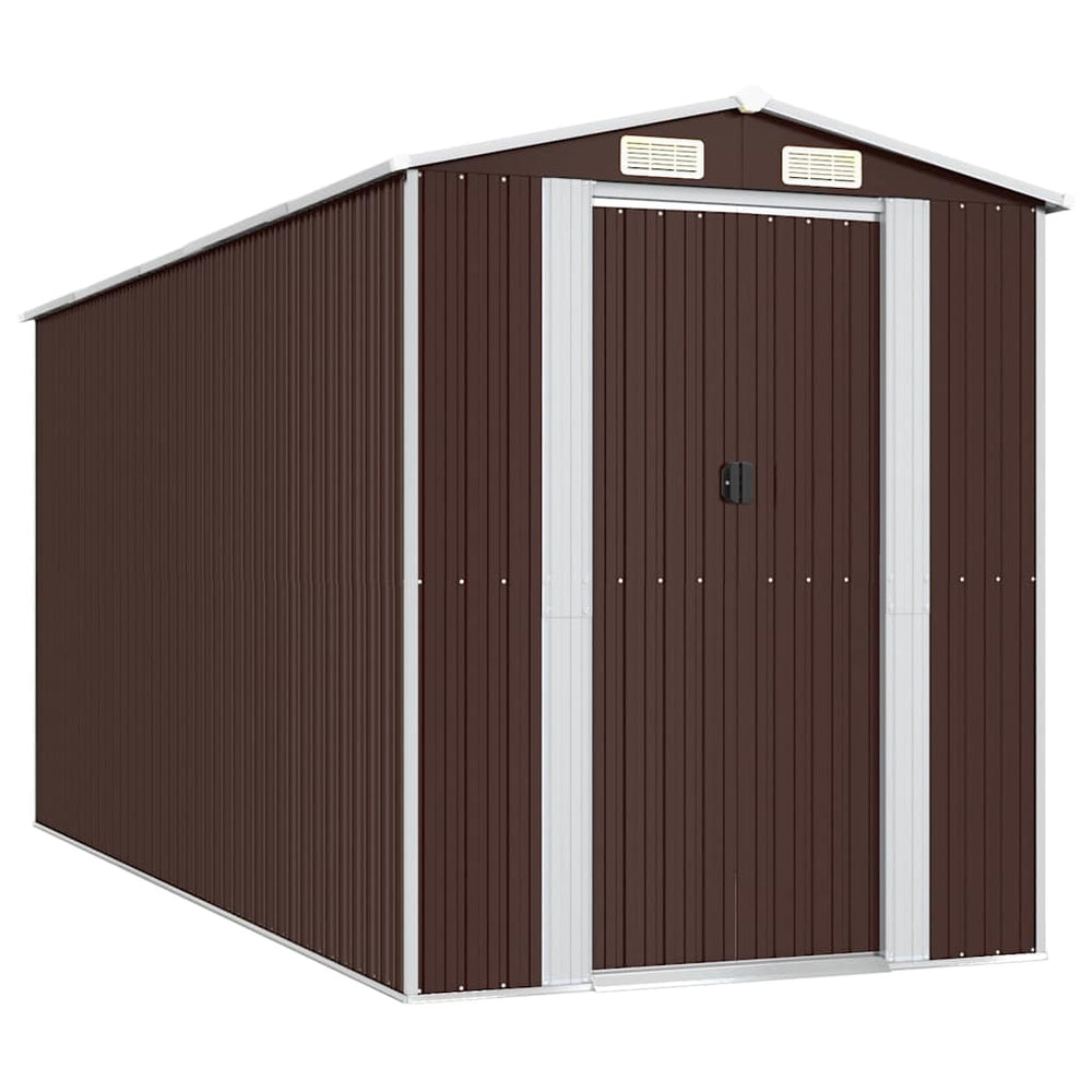 vidaXL Abri de jardin marron foncé 192x440x223 cm Acier galvanisé