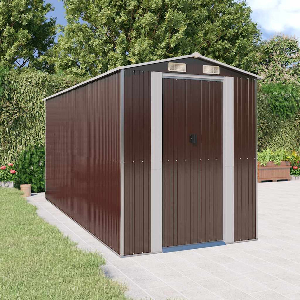 vidaXL Abri de jardin marron foncé 192x440x223 cm Acier galvanisé