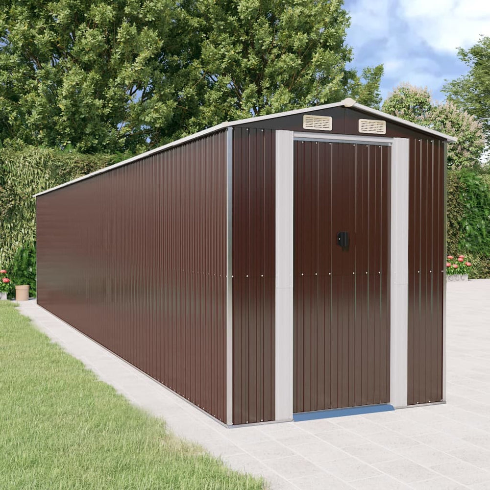 vidaXL Abri de jardin marron foncé 192x938x223 cm Acier galvanisé