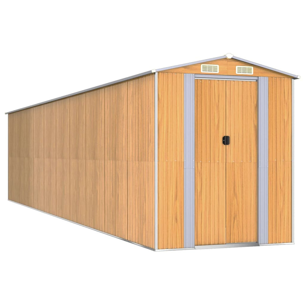 vidaXL Abri de jardin marron clair 192x855x223 cm Acier galvanisé