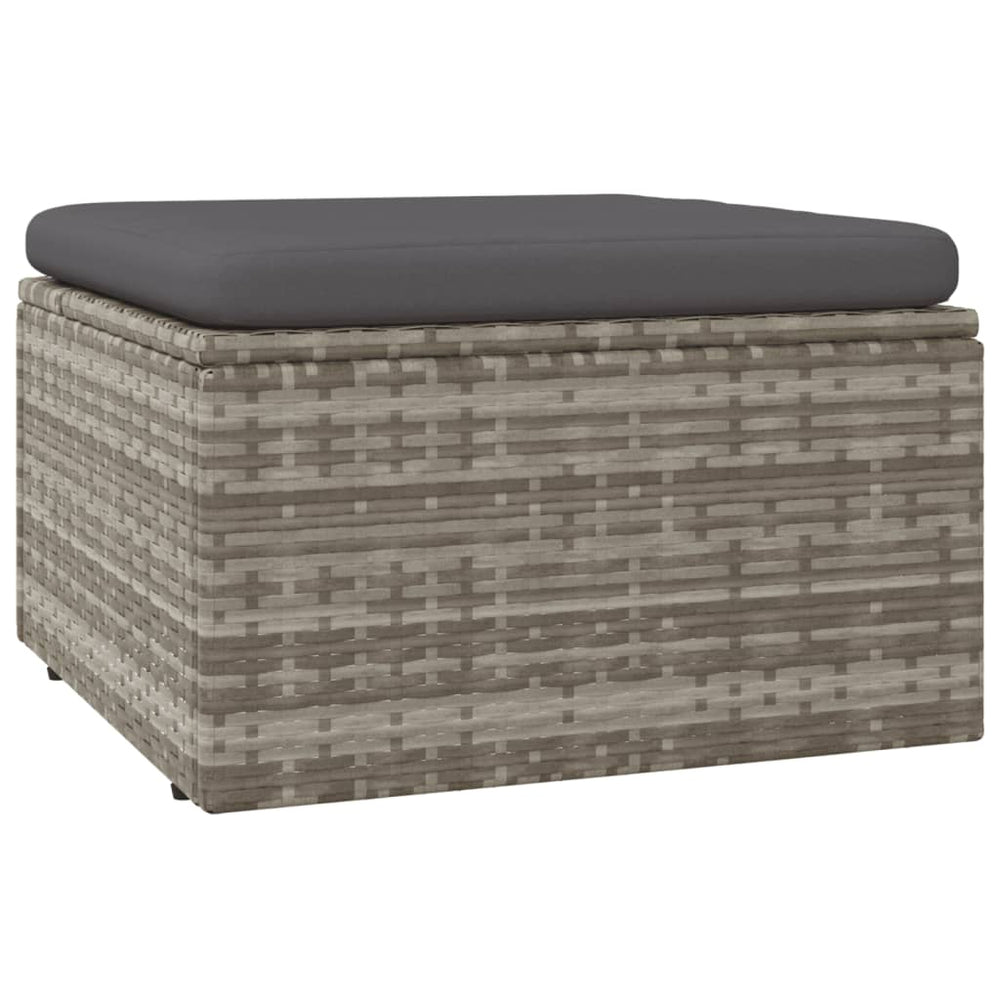 Gartenhocker mit Kissen Grau 55x55x30 cm Poly Rattan