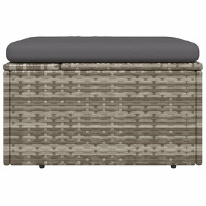 Gartenhocker mit Kissen Grau 55x55x30 cm Poly Rattan