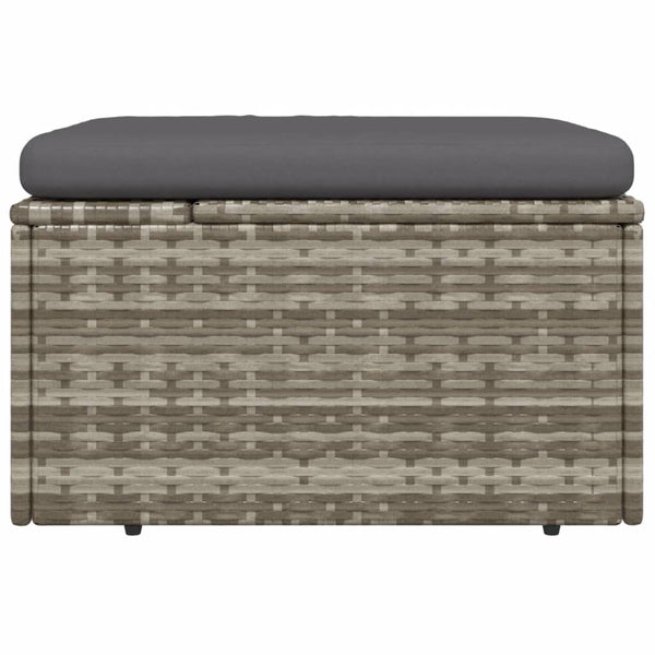 Gartenhocker mit Kissen Grau 55x55x30 cm Poly Rattan