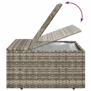 Gartenhocker mit Kissen Grau 55x55x30 cm Poly Rattan