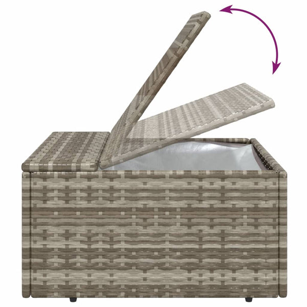 Gartenhocker mit Kissen Grau 55x55x30 cm Poly Rattan