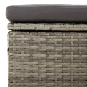 Gartenhocker mit Kissen Grau 55x55x30 cm Poly Rattan