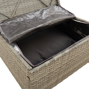 Gartenhocker mit Kissen Grau 55x55x30 cm Poly Rattan
