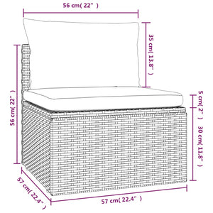 Garten-Mittelsofa mit Kissen Grau 57x57x56 cm Poly Rattan
