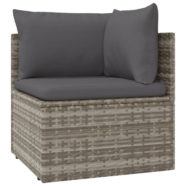 Garten-Ecksofa mit Kissen Grau 57x57x56 cm Poly Rattan