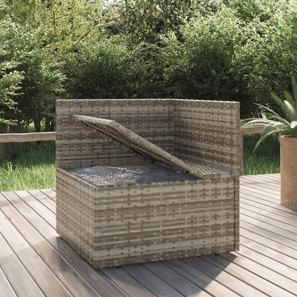 Garten-Ecksofa mit Kissen Grau 57x57x56 cm Poly Rattan