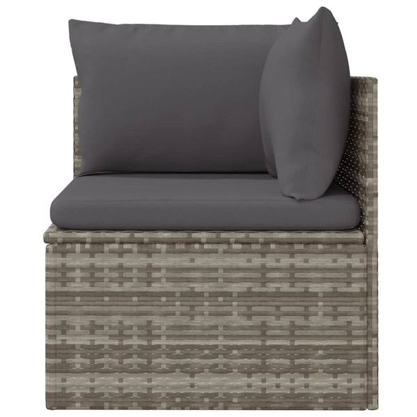 Garten-Ecksofa mit Kissen Grau 57x57x56 cm Poly Rattan