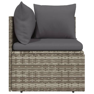 Garten-Ecksofa mit Kissen Grau 57x57x56 cm Poly Rattan