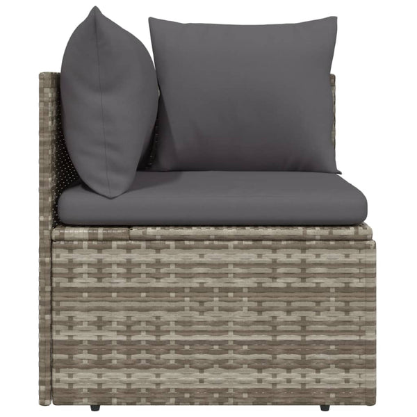 Garten-Ecksofa mit Kissen Grau 57x57x56 cm Poly Rattan