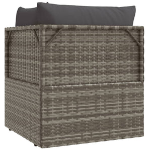 Garten-Ecksofa mit Kissen Grau 57x57x56 cm Poly Rattan