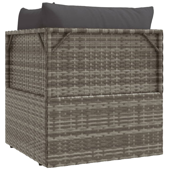 Garten-Ecksofa mit Kissen Grau 57x57x56 cm Poly Rattan