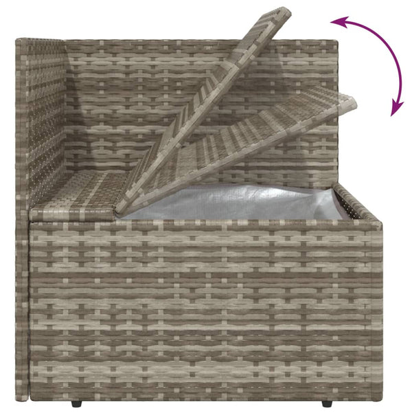 Garten-Ecksofa mit Kissen Grau 57x57x56 cm Poly Rattan