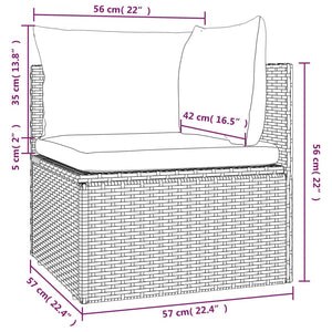 Garten-Ecksofa mit Kissen Grau 57x57x56 cm Poly Rattan