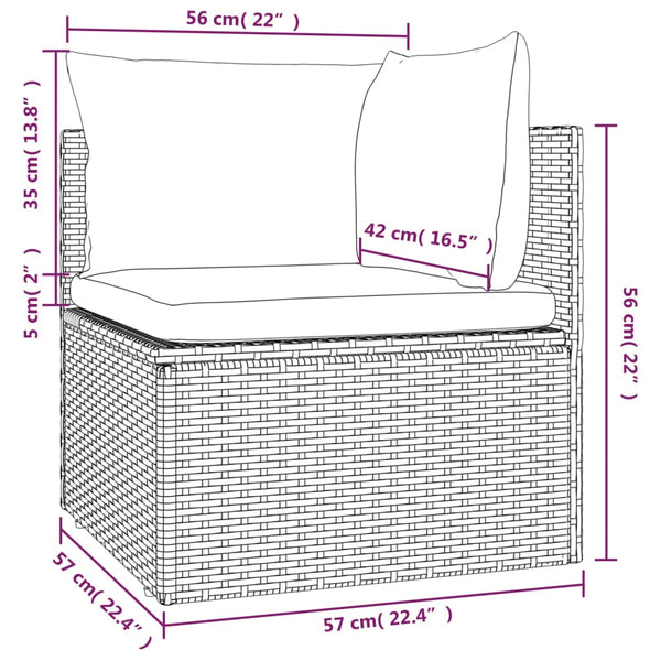 Garten-Ecksofa mit Kissen Grau 57x57x56 cm Poly Rattan