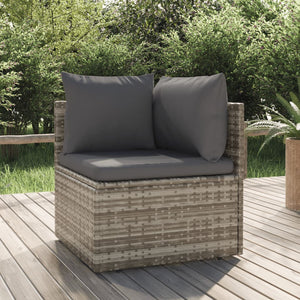 Garten-Ecksofa mit Kissen Grau 57x57x56 cm Poly Rattan