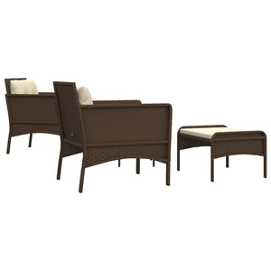 5-tlg. Garten Lounge Set Braun Rattan