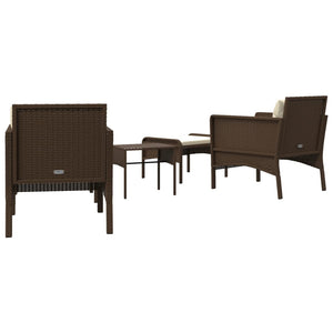 5-tlg. Garten Lounge Set Braun Rattan