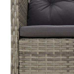 5-tlg. Garten-Lounge-Set mit Kissen Grau Poly Rattan