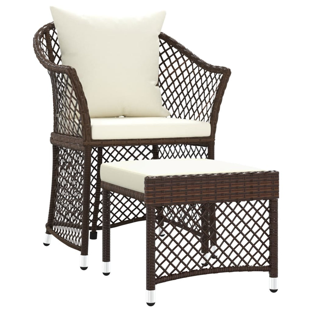 2-tlg Garten Lounge Set Braun Rattan
