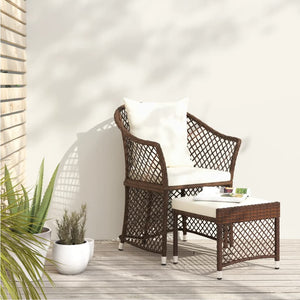 2-tlg Garten Lounge Set Braun Rattan