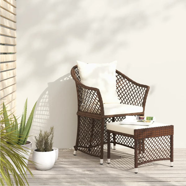2-tlg Garten Lounge Set Braun Rattan