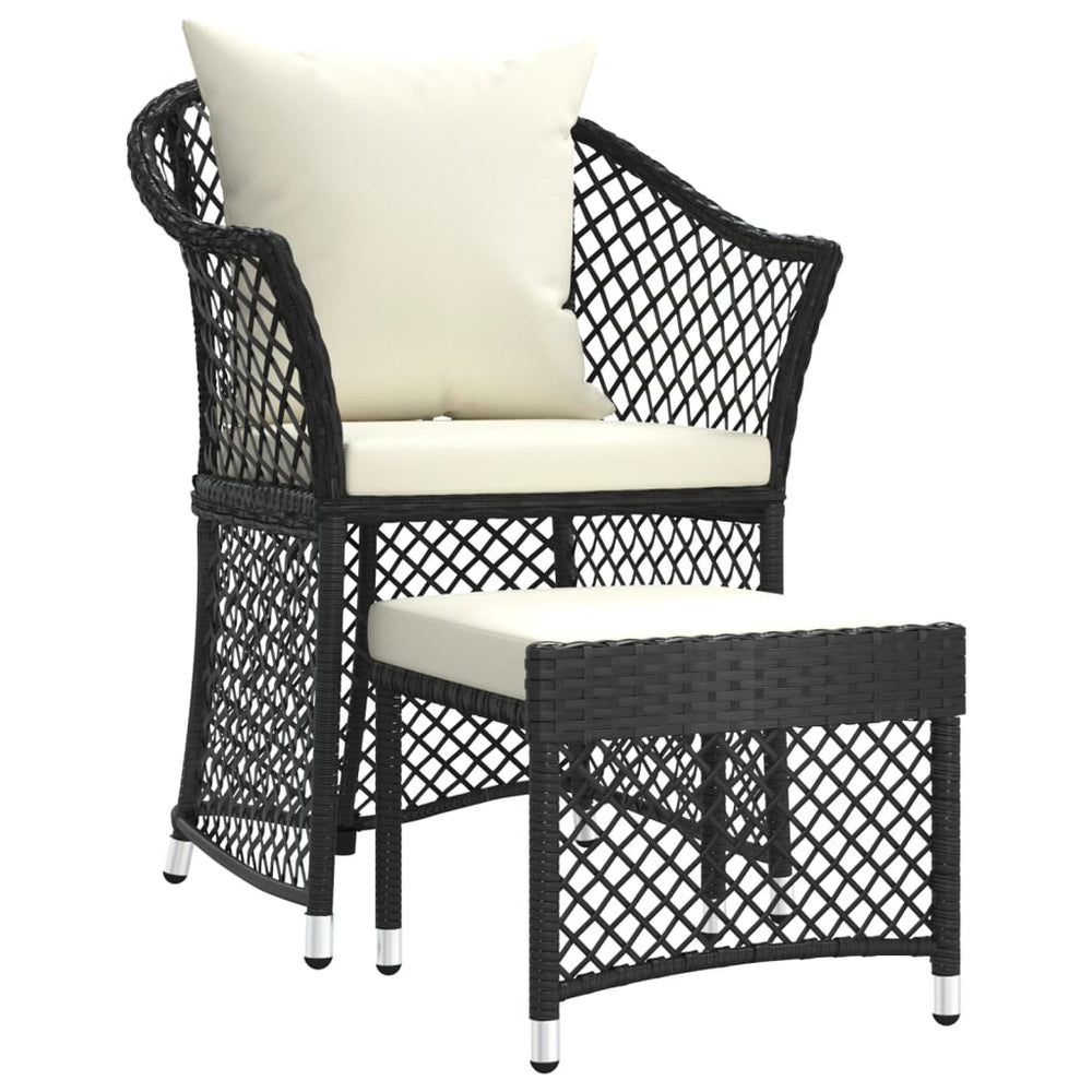 2-tlg. Garten Lounge Set Schwarz Poly Rattan