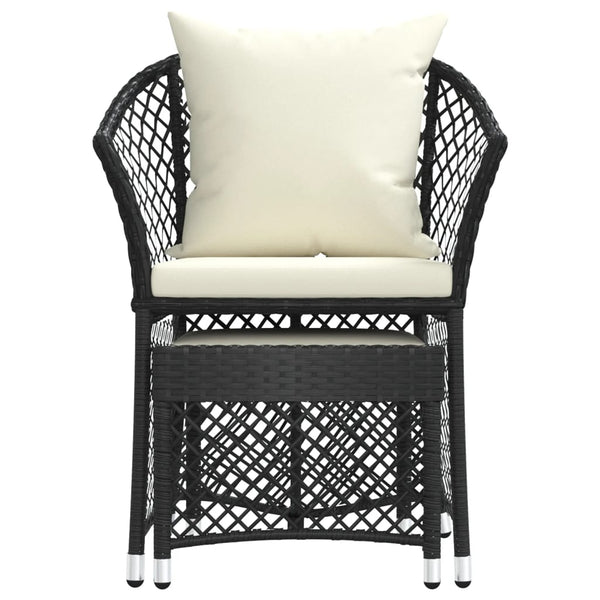 2-tlg. Garten Lounge Set Schwarz Poly Rattan