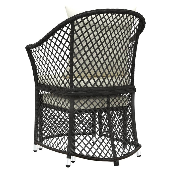 2-tlg. Garten Lounge Set Schwarz Poly Rattan