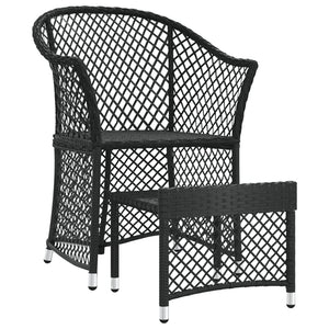 2-tlg. Garten Lounge Set Schwarz Poly Rattan