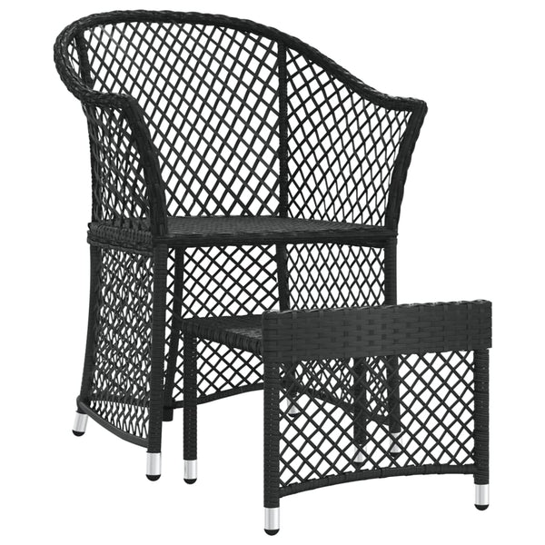 2-tlg. Garten Lounge Set Schwarz Poly Rattan