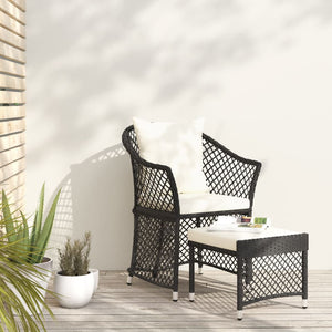 2-tlg. Garten Lounge Set Schwarz Poly Rattan