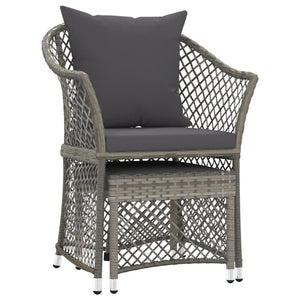 2-tlg. Garten Lounge Set Grau Rattan mit Kissen