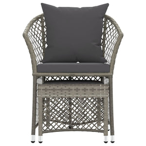2-tlg. Garten Lounge Set Grau Rattan mit Kissen