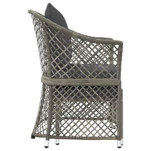 2-tlg. Garten Lounge Set Grau Rattan mit Kissen